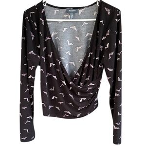 Modcloth Black and Pink Bat Print Top